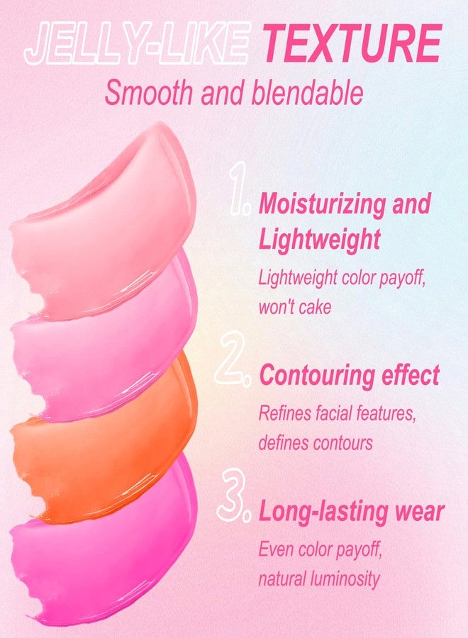 Topcent 2 Pcs Jelly Blush Contour Stick for Cheeks Eyes Lips Lightweight Dewy Finish Blush Stick Waterproof Long Lasting Lightweight, Sheer & Buildable Color Makeup Set for Wome (SET A) - Image 4